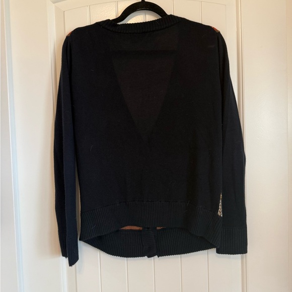 ACADEMIA navy blue plaid button up cardigan super cute women's L - Picture 5 of 8